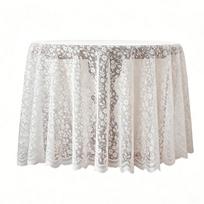 Floral Lace Round Tablecloth, Lace Fabric Coffee Table Cover with Scalloped Trim for Wedding, Afternoon Tea Party, Entryway Decoration Small