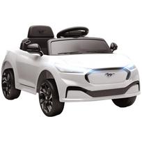 Vaikiškas elektrinis automobilis Ford Mustang Mach-E su oficialia licencija 12 V nuotolinio valdymo pultelis 2.4 G 2 varikliai 92x55x44cm baltas 233.68 x 139.7 x 111.76 cm