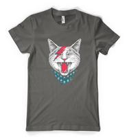 Ziggy David Bowie Cat Mash Up Stardust Personalised Unisex Kids T Shirt S gray