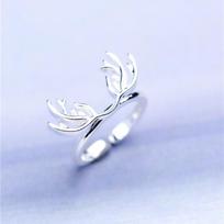 Simple Crystal Elk Antlers Adjustable Ring Deer Horn Silver Color Rings for Women Wedding  Gift Non Fading Joyas De Plata resizable sidabras
