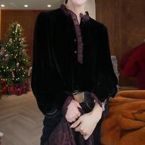 2026 Autumn/Winter Velvet Patchwork Lace Luxury Shirt - Trendy Chic Design 2XL