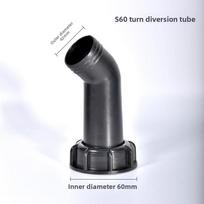 S60mm stambus sriegis plastikinis prailginimo nutekėjimo žarna IBC vandens talpos nukreipimo vamzdelis sodo išleidimo jungtis black