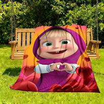 1pc Masha Heart Outdoor Blanket Lightweight Flannel, Soft & Warm, All-Season Use for Sofa, Outdoor, Camping, Living Room, Office069 130cmx150cm