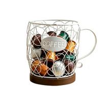 Iron And Wood Coffee Capsules Holder For Organized Kitchen And Offices Storage S
