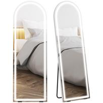Full-Length Standing Mirror with Lights 150x50cm Arched Frameless 3 Colour Temperatures Adjustable Brightness Transparent 50 x 2.9 x 150 cm
