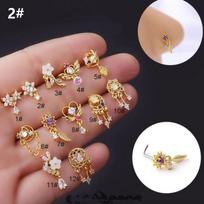 Fashion Dangle Nose Studs Colorful Indian Screw Nose Rings Nose Piercing Jewelry 2#
