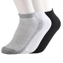1pairs Men's Sports Socks Summer Low-top Mesh Breathable Short Tube Thin Socks Men's Solid Color Cotton Boat Socks Ankle Socks White Black EUR36-42