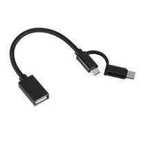 C tipo 2 viename OTG „Micro USB“ jungiamasis laidas, skirtas dviem viename adapteriui, skirtas mini laidui juoda