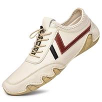 Didelio dydžio odiniai kepurės tipo batai vyriški madingi vyriški laisvalaikio odiniai batai vyriški minkštos odos aštuonkojų vairavimo batai 38 beige