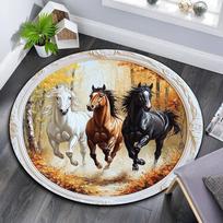 Mustang Round Area Rug,Carpet Rug for Living Room Bedroom Sofa Playroom Decor,Non-slip Floor Mat 80cmx80cm