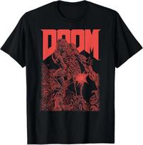 Doom Red Sketched Cover Art Retro Video Game T-Shirt 4XL
