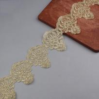 10Yards 9.5cm Width Lace Fabric Trimming Sewing Decoration White Gold Color Beading Car Bone Lace Trimming Accessories Length-10Yards