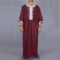 Musulmoniška mada Abajos Vyriškas mozaikinis siuvinėjimas Ilgas chalatas Saudo Arabija Kaftanas Vyriškas Jubba Thobe Islamo Marokietiškas Abaya L raudona