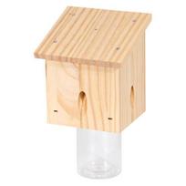 Carpenter Bee Trap Outdoor Hanging Bee Catcher Trap Kit Wooden Insect Trapping Box with Plastic Jar for Swarm Control wood