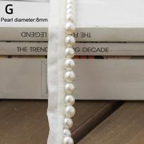 Applique Trim Beads Decoration Pearl Lace Trim Gold White 1Yard Fabric Trim Ribbon Edge Craft Projects L