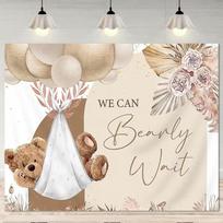 2D Bearly Wait Baby Shower Photo Backdrop Neutral Decor Cloth 59x51.1inch/150*130cm beige