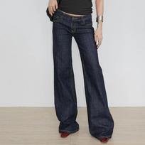 VIONA Low Waist Bell Bottom Jeans Letter Embroidery Slim Fit Street Style Retro American Spicy Girl Versatile Casual Pants S