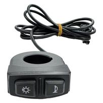 2 viename elektrinio dviračio jungikliai šviesai ir garsiniam signalui Atsparūs vandeniui dviračio priekinio žibinto ir garsinio signalo jungikliai su lengvu montavimu black