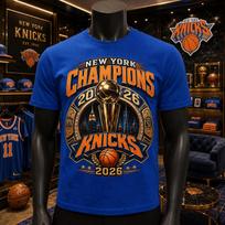 New York Knicks 2026 čempionai 2026 marškinėliai Krepšinio gerbėjo dovana Unisex M blue