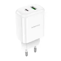 Borofone BN4 Potential travel charger | 20W | PD, QC | USB-C, USB-A | white