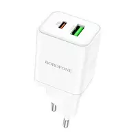 Borofone BN7 travel charger | 20W | PD, QC | USB-C, USB-A | white