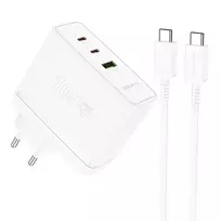 Borofone BN11 Imperial travel charger | 100W | PD, QC, PPS | USB-A, USB-C | with USB-C to USB-C cable included | white