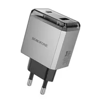 Borofone BN20 Lena travel charger | 35W | PD, QC | USB-A, USB-C | gray