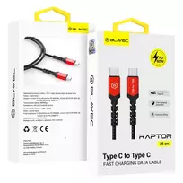 Blavec Raptor CRA-CC3BR025 data transfer and charging cable | USB-C to USB-C | PD | 60W | 0.25m | black, red