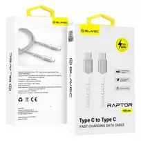 Blavec Cable Raptor braided - Type C to Type C - PD 60W 3A 1 metre Apple CarPlay/Android Auto (CRA-CC3WS10) white-silver