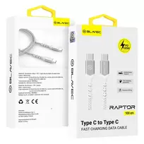 Blavec Cable Raptor braided - Type C to Type C - PD 100W 5A 1 metre Apple CarPlay/Android Auto (CRA-CC5WS10) white-silver