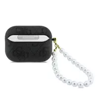 GUESS PU 4G Classic Logo Pearl Strap Case for AirPods Pro 3 Black
