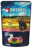 Canned food for dogs : Ontario Dog Pork with Chicken in Broth, 100 g