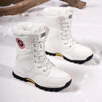 Women's Waterproof Lace-Up Cotton Snow Boots: High-Top, Thick-Soled for Winter and Hiking Outdoors 36