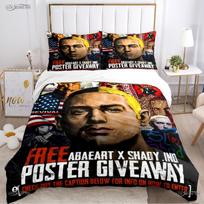 Eminem hip-hop singer All Season Duvet Cover Comforter Bedding sets Soft Quilt Cover and Pillowcases Single/Double/Queen/King EU Twin 135x200cm black