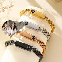 Custome Photo Bracelets For Men Gold Sliver Color Stainless Steel Personized Photo Bracelets Gold auksas