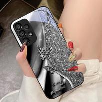 Golden Butterfly For Samsung Galaxy S10 4G S20 11E 30 S21 21Fe 22 S24 Pro S23 Ultra 5G S8 S9 Tempered Glass Phone Case For Samsung  S9 Plus