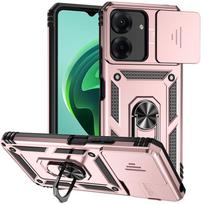 Funda For Xiaomi Redmi 13C 4G Case Car Magnetic Holder Ring Armor Back Cover Redmi13C Redmy 13C 13 C C13 4G Lens Protector Cover for Redmi 13C 4G rožinio aukso spalvos