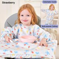 Waterproof Long Sleeve Bib Easy to Clean Baby Smock Bib Cute Feeding Bib  for Toddler Eating Dinosaur beige