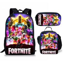 3 vnt. Fortnite Aktyvumo Kuprinė Anime Animacinis Mokyklinė Kuprinė Didelės Talpos Studentų Mokyklos Krepšiai Pieštukų Dėklas Mielas Ir Žavus Pietų Dėklas Gimimo Data Dovana 3pcs black