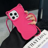 For Motorola Moto Edge 60 50 Neo Edge 50 Pro Edge 60 50 Fusion E15 E32 G85 5G G34 3D Cat Ear crossbody Strap Waves Phone Coverr Moto Edge 60 Fusion&Case & Strap rožinė raudona spalva