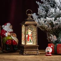 Christmas Chinese Lantern Water-Filled Luminous Music Box Snowfall Crystal Ball Decoration Ornament Fixed Interior