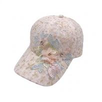 Lace Design Baseball Cap Embroidered Flowers Rebound Cap Sunscreen Hat  For Women  Girls