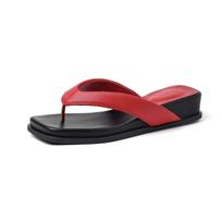Krazing Pot Mules Fashion Sheep Skin Thick Heels Peep Toe Flip Flop Summer Size 42 Leopard Women Sandals 34