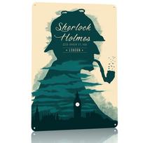 Sherlock Holmes Metal Poster Customized Wall Art Retro Vintage Metal Signs for Man Cave Decor Room Decoration Gaming Wand Deko 20x30cm（7.8x11.8inch） beige