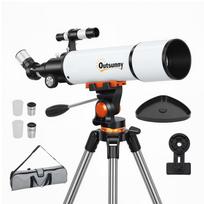 Astronominis teleskopas 80 mm su AZ laikikliu, 2 okuliarais ir išmaniojo telefono adapteriu, 92x92x130 cm, Baltas ir juodas 92 x 92 x 130 cm