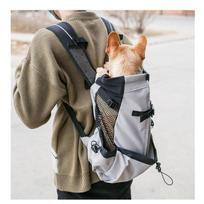 Pet Dog Carrier Backpack, Breathable Mesh Front Backpack for Hiking Bicycle Motorcycle, Lightweight Outdoor Travel Pet Bag (Gray,S) pilka spalva