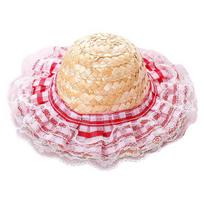 Cat Straw Hat Lace Ruffle Cute Bow Cat Sun Hat Elastic Strap Adjustable Retro Sun Hat for Cats Small Dogs Sun Protection Photo Prop S