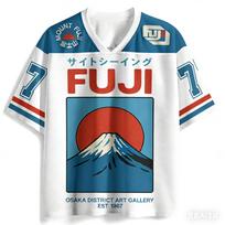2026 Summer Mount Fuji Retro Cosplay T-shirt Men's Oversized 3D Printed Short-sleeved Family Unisex Children's Sports Shirt 4XL red