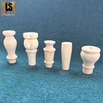 European Solid Wood Carved Table Legs - French Sofa Style, Decorative Turned Round Columns Model D - 4.5x12cm