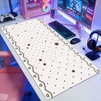 Pink Black Polka Dot Lace Large Gaming Mouse Pad XXL Extended Desk Mat Cute Trim Decor for Office 300x800x2mm